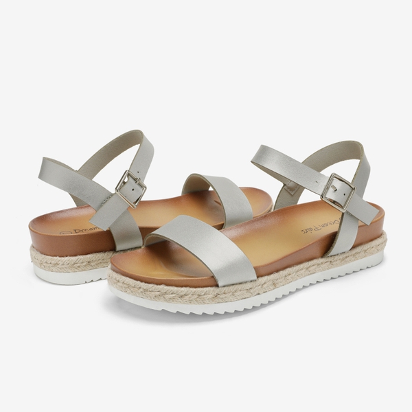 Espadrille Platform Sandals - SILVER PU - 2